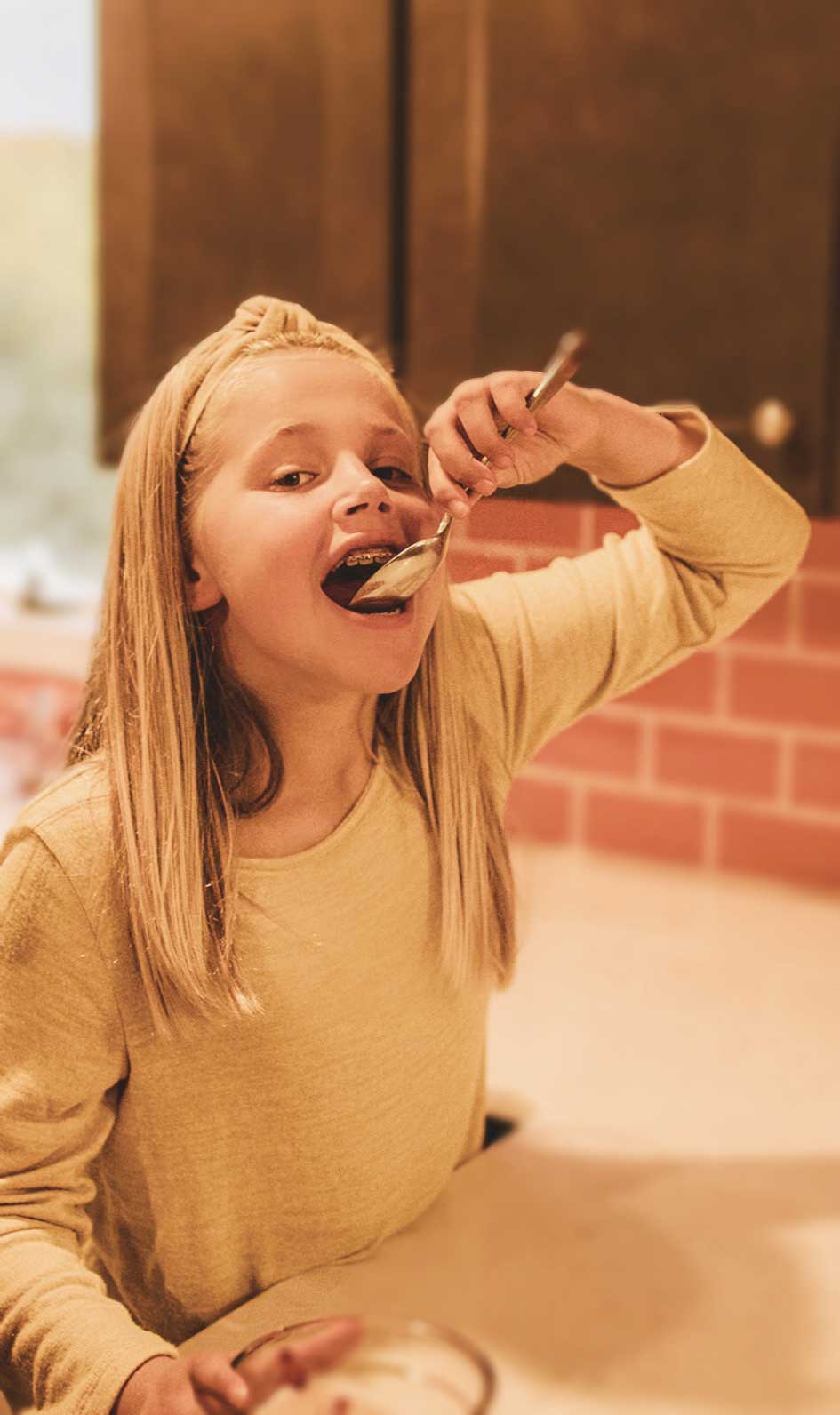 Young girl eating